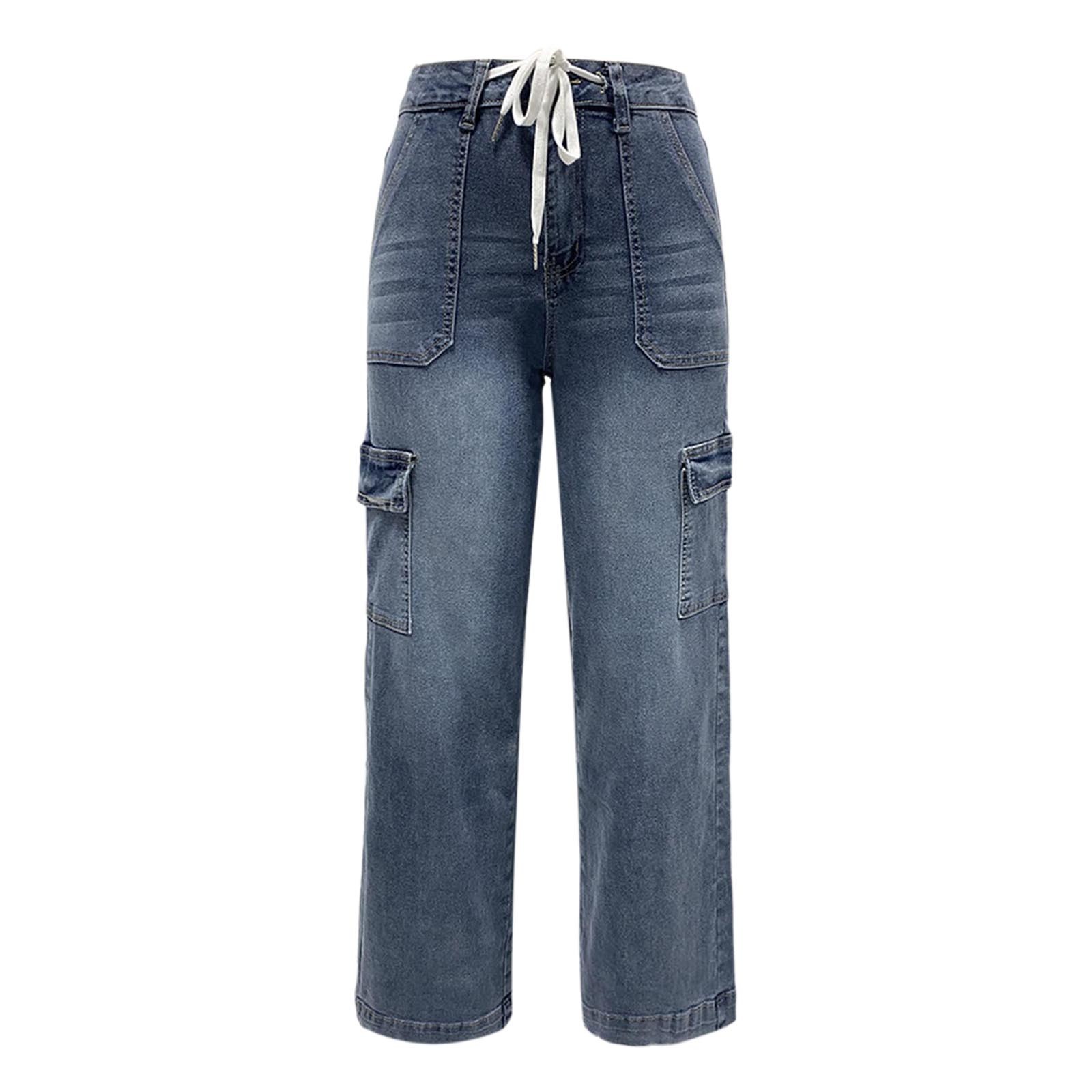 thumbnail image 5 of Pantalones rectos de trabajo para mujer: vaqueros informales con múltiples bolsillos para uso diario, 5 of 5